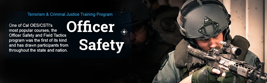 CSTI Criminal Justice Courses - Officer in tactical gear with weapon